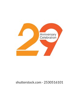 29, 29th Anniversary Logo, 29 Logo, Red Color, Vector Template Design element for a birthday, invitation, wedding, jubilee, and greeting card illustration.