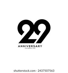 29, 29th Years Anniversary Logo, Golden Color, Vector Template Design element for birthday, invitation, wedding, jubilee and greeting card illustration.