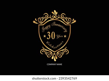 29 Anniversary celebration logotype with handwriting golden color elegant design