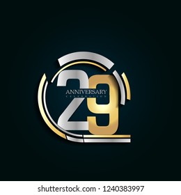 29 anniversary template design golden and silver color with ring memorial celebration event