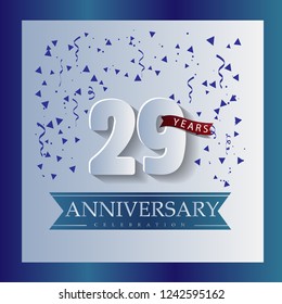 29 Anniversary template design white and blue color with a bright blue background