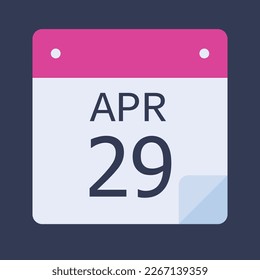 29 April Calendar Black Background, Vector Calendar.