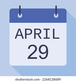 29. April Kalender, Vektorkalender.