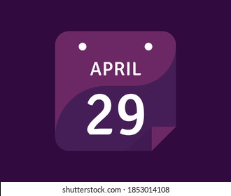 Icono del 29 de abril, 29 de abril Ilustración vectorial del calendario de un día