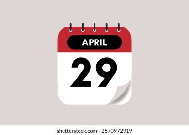 29 April month single day vector, illustration, calendar with rose red, black and off-white color background calendar April 29