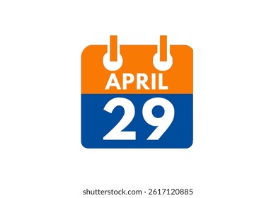 29 April month single day vector, illustration, calendar with orange, blue and white color background calendar April 29