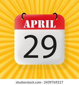 29 April. Speech bubble with 29 April. Business concept. 3d illustration. Pop art style. Vector line icon for Business and Advertising