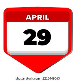 29 de abril día del calendario de iconos vectoriales. 29 de abril. Vigésimo noveno día de abril. 29.º número de fecha. calendario de 29 días. Veintinueve fecha. Baile Internacional. Ilustración del vector