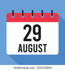 29 August Calendar. Blue Background. Vector Calendar.