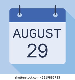29 August Calendar, Vector Calendar.