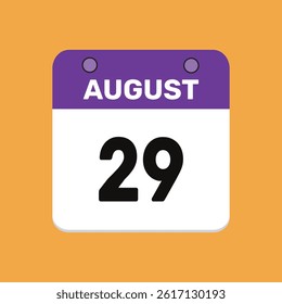 29 august calender icon text page monthly web design.