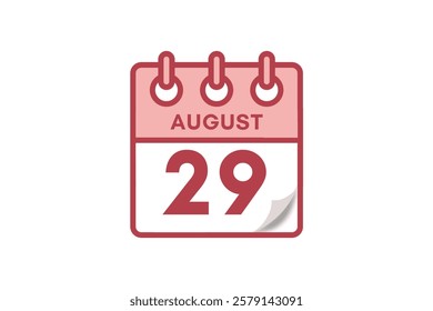 29 August month single day vector, illustration, calendar with maroon, rose and white color background calendar August 29