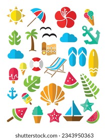 29 Colorful Minimalistic Summer Icons And Beach Vectors