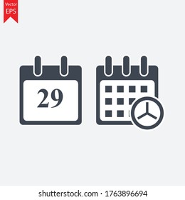 29 Tage Event-Web-Icon, Kalendersymbol.Kalender Vektorsymbol. Datum und Tag, Monat.