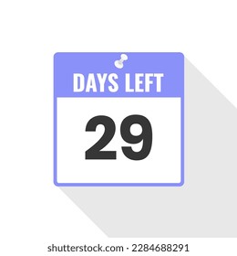 29 Days Left Countdown sales icon. 29 days left to go Promotional banner