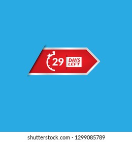 29 Days Left sign - emblem, label, badge,sticker, logo. Designed for your web site design, logo, app