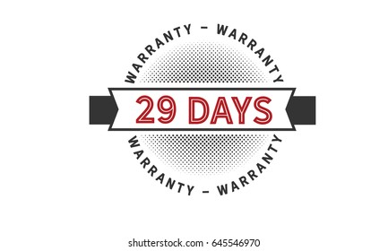 29 days warranty icon vector vintage grunge guarantee background
