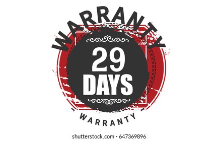 29 days warranty icon vector vintage grunge guarantee