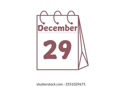 29 de diciembre Diseño web mensual de la página del texto del icono del calendario en el Vector, el icono, o la ilustración del fondo marrón y blanco con el mes del 28 de diciembre