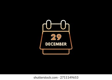 29 December calendar icon text page monthly web design on brown, black and red background vector, icon, or illustration with the month of December29