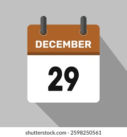 29 december calendar icon vector month date illustration design