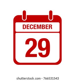 29 december calendar red icon