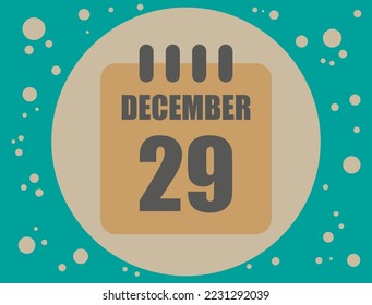 29 december calendar vector. Calendar icon for the month of December with circle. Banner for holidays and commemorative dates