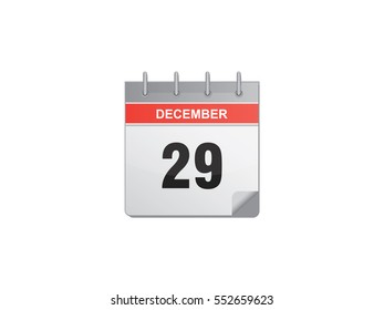 29 December calendar vector illustration on white background