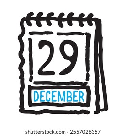 29 December date calendar - A simple yet elegant line art illustration of a date calendar captures the essence of organization and timekeeping. The clean lines and minimalistic design 