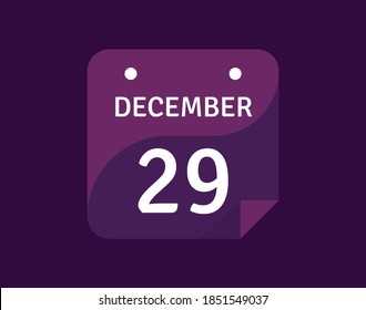 29 December, December 29 icon Single Day Calendar Vector illustration