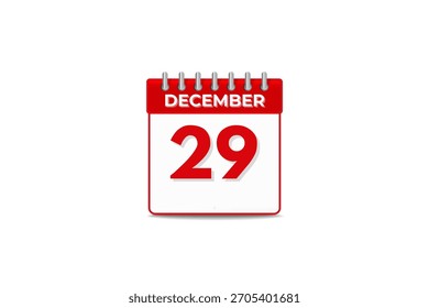 29 Dezember Monat einzelne Tag Vektor, Illustration, Kalender mit schwarz-weißer Farbe Hintergrund Kalender Symbol vom Dezember 29