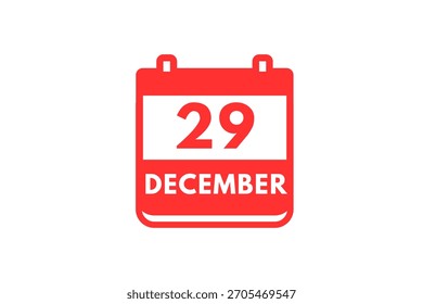 29 Dezember Monat einzelne Tag Vektor, Illustration, Kalender mit rot-weißer Farbe Hintergrund Kalender Symbol vom Dezember 29