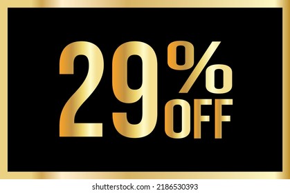 29% discount. Golden numbers with black background. Banner for shopping, print, web, sale illustration