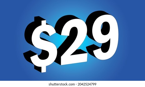 29 Dollar - $29 3D Blue Price Symbol Offer