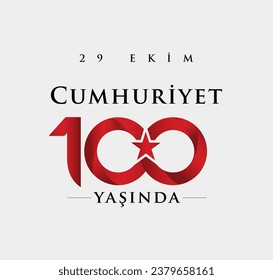 29 Ekim Cumhuriyet Bayramı 100 Yılı Kutlu Olsun. Translation: Happy 100th anniversary of 29 October Republic Day.