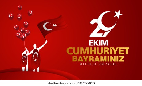 29 ekim cumhuriyet bayrami Day Turkey. Translation: 29 october Republic Day Turkey and the National Day in Turkey. celebration republic. vector illustration.	