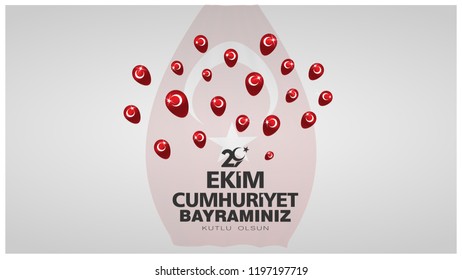 29 ekim cumhuriyet bayrami Day Turkey. Translation: 29 october Republic Day Turkey and the National Day in Turkey. celebration republic. vector illustration.	