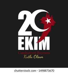 29 ekim Cumhuriyet Bayrami, Kutlu Olsun calligraphy. Translation - 29 october Republic Day Turkey and the National Day in Turkey. Turkish holiday greeting card on black background. Vector illustration