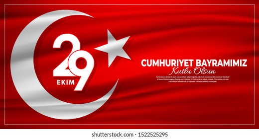 29 ekim Cumhuriyet Bayrami kutlu olsun. Translation: 29 october, republic day of Turkey. Can use for, landing page, template, ui, web, mobile app, poster, banner, flyer, background