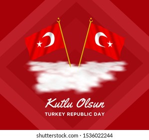 29 ekim Cumhuriyet Bayrami kutlu olsun, Republic Day Turkey. Translation: 29 October Republic Day of Turkey and the National Day in Turkey happy holiday background illustration