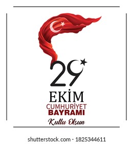 29 Ekim Cumhuriyet Bayrami kutlu olsun, Republic Day in Turkey. Translation: Happy 29 October Turkey Republic Day. Vector illustration, poster, celebration card, graphic, post and story design.