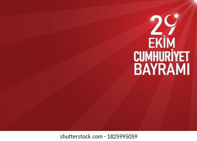29 Ekim Cumhuriyet Bayrami kutlu olsun, Republic Day in Turkey. Translation: Happy 29 October Turkey Republic Day. Vector illustration, poster, celebration card, graphic, post and story design.