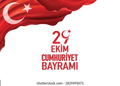29 Ekim Cumhuriyet Bayrami kutlu olsun, Republic Day in Turkey. Translation: Happy 29 October Turkey Republic Day. Vector illustration, poster, celebration card, graphic, post and story design.