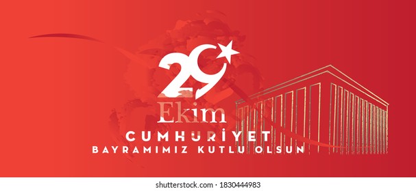 29 ekim Cumhuriyet Bayrami kutlu olsun, Republic Day Turkey. Translation: 29 october Turkey Republic Day, happy holiday. Vector illustration