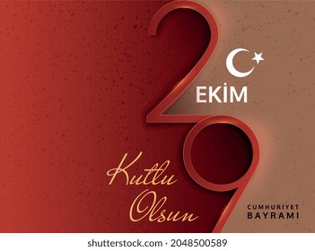 29 ekim, cumhuriyet bayrami kutlu olsun, traducción 29 de octubre Día de la República de Turquía y Día Nacional en Turquía. Felices fiestas. Ilustración del vector