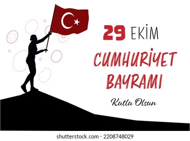 29 Ekim Cumhuriyet Bayrami Kutlu Olsun. Translate: Happy 29 October Republic Day. Vector design can be used as social media post, website banner, poster, brochure, greeting card.
