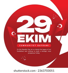 29 Ekim Cumhuriyet bayrami kutlu olsun means National Republic Day of turkey celebration Social Media Post Template Design