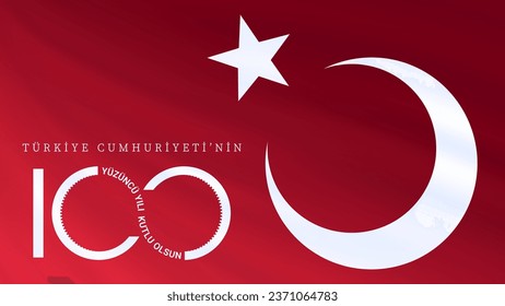 29 Ekim Cumhuriyet Bayrami kutlu olsun, Republic Day in Turkey. Translation: Happy 100th anniversary of the Republic of Turkey. Vector illustration, poster, celebration card, graphic, post and story.