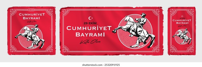 29 ekim Cumhuriyet Bayrami kutlu olsun, Republic Day Turkey. Translation: 29 october Republic Day Turkey and the National Day in Turkey happy holiday. graphic for design elements vector illustration.