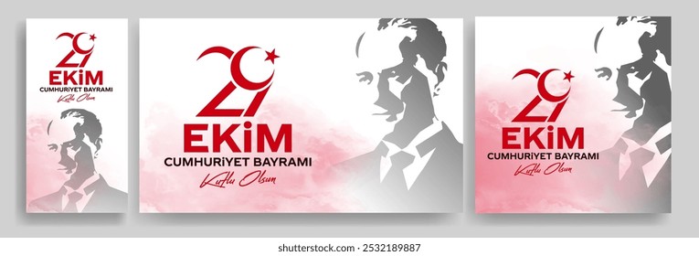 29 ekim Cumhuriyet Bayrami kutlu olsun, Republic Day Turkey. Translation: 29 october Republic Day Turkey and the National Day in Turkey happy holiday. graphic for design elements vector illustration.